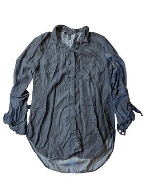 Revamped Charcoal Grey 100% Tencel Long Sleeve Button Down Shirt - Large